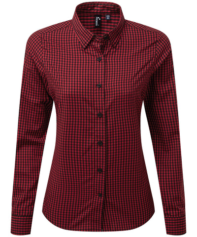 Camisa de cuadros de manga larga Maxton para mujer | Negro/Rojo