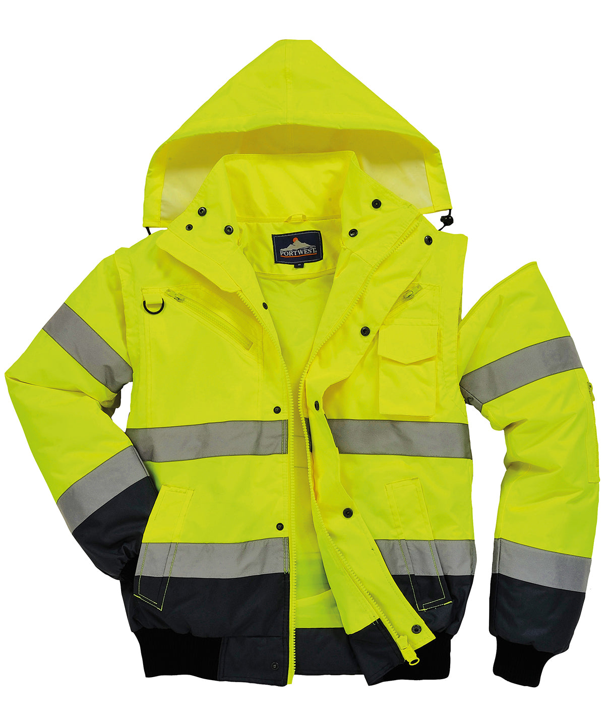 Chaqueta bomber de alta visibilidad con contraste (C465) | Amarillo/Marino