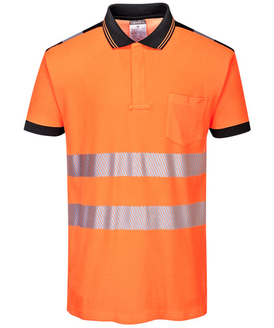 Camiseta polo de alta visibilidad PW3 (T180) | Naranja/Negro