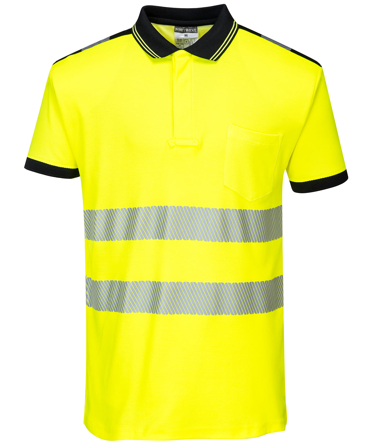 Camiseta polo de alta visibilidad PW3 (T180) | Amarillo/Negro