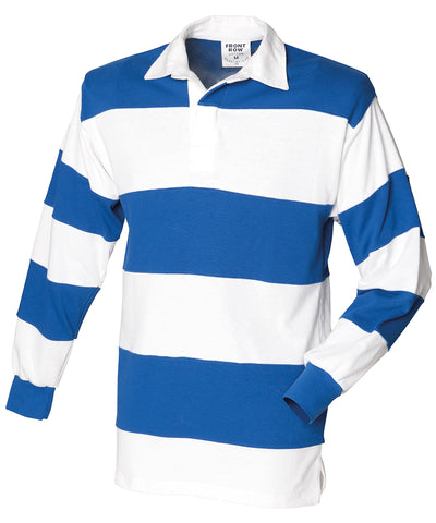 Camiseta de rugby de manga grande avec rayons cosidas | Blanco Y Azul Real (Cuello Blanco)