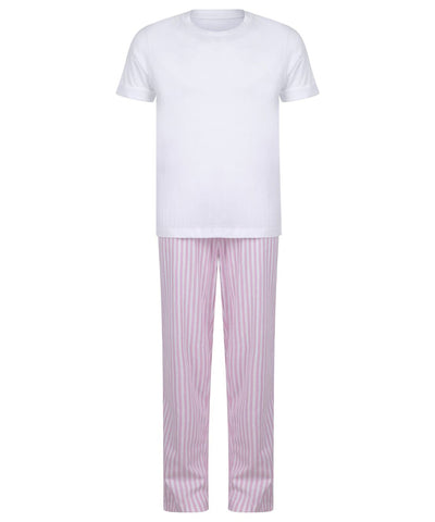 Pijama largo para nios | Blanco/Rosa/Raya Blanca