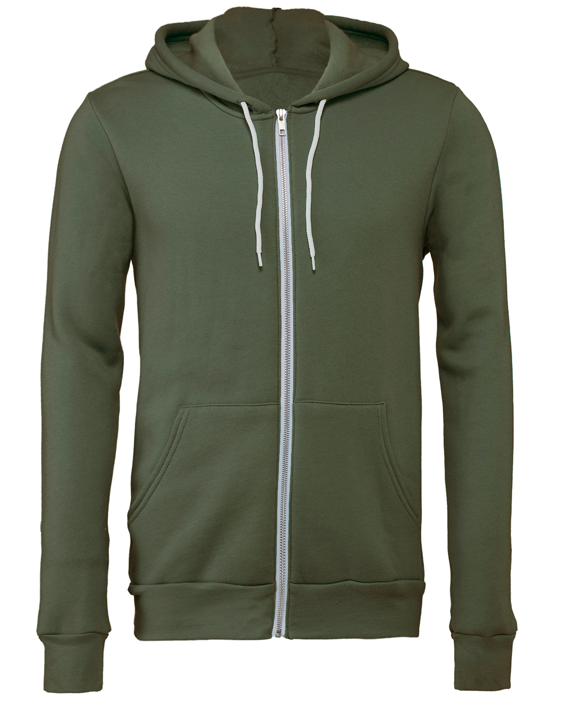 Unisex-Kapuzenpullover aus Polycotton-Fleece mit durchgehendem Reißverschluss | Militärgrün