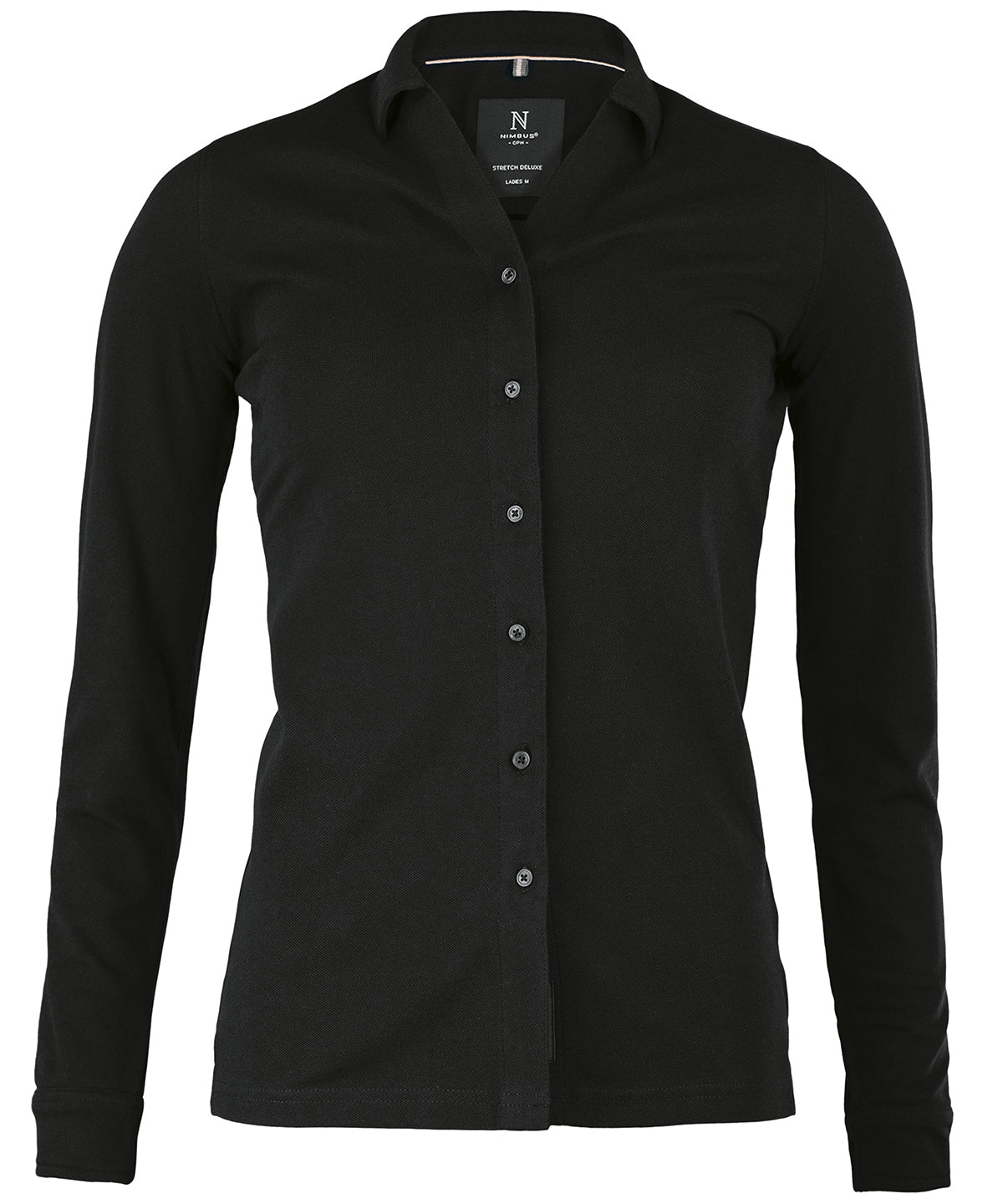 Camisa de piqu elstico de lujo Kingston para mujer | Negro