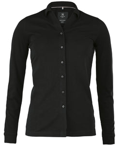Camisa de piqu elstico de lujo Kingston para mujer | Negro