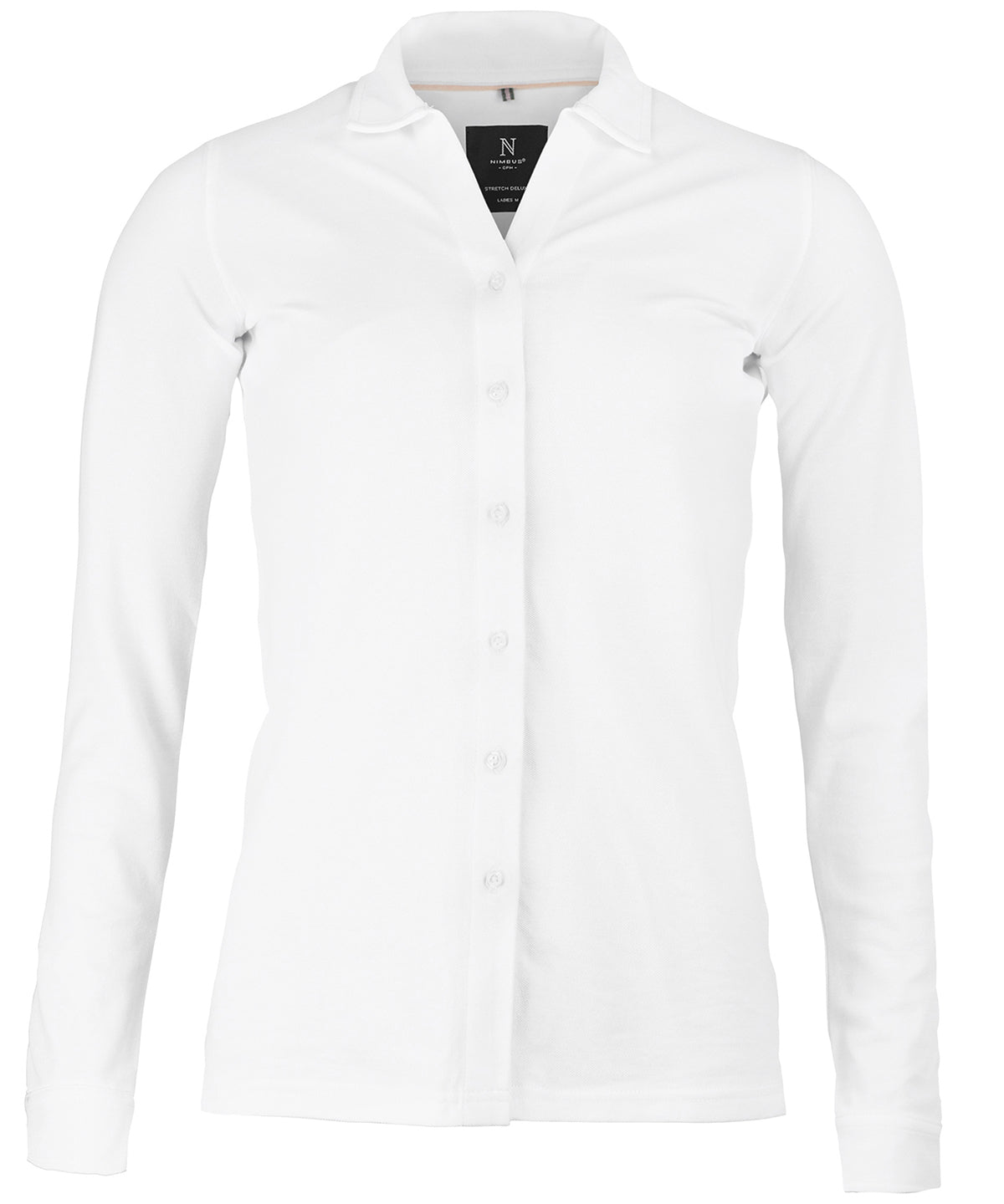 Camisa de piqu elstico de lujo Kingston para mujer | Blanco