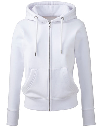 Sudadera con capucha de cremallera completa para mujer | Blanco