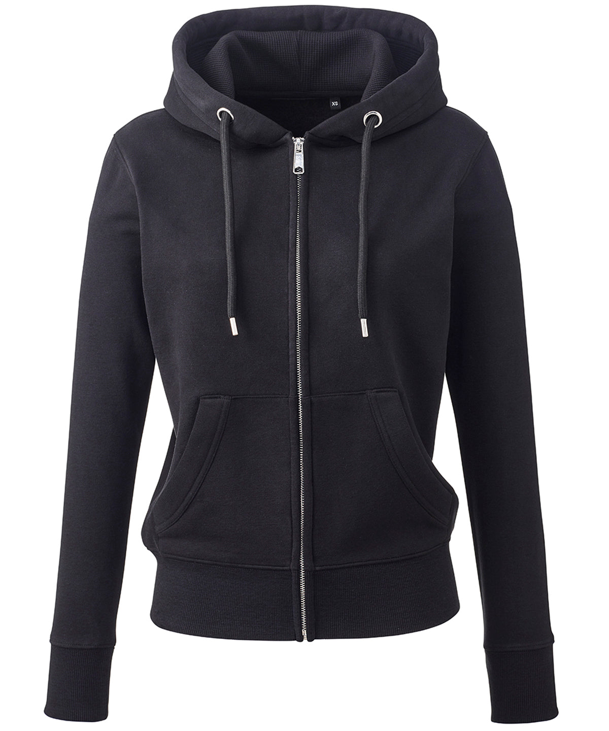 Sudadera con capucha de cremallera completa para mujer | Negro