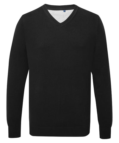 Jersey de algodn mezclado con cuello en V para hombre | Negro
