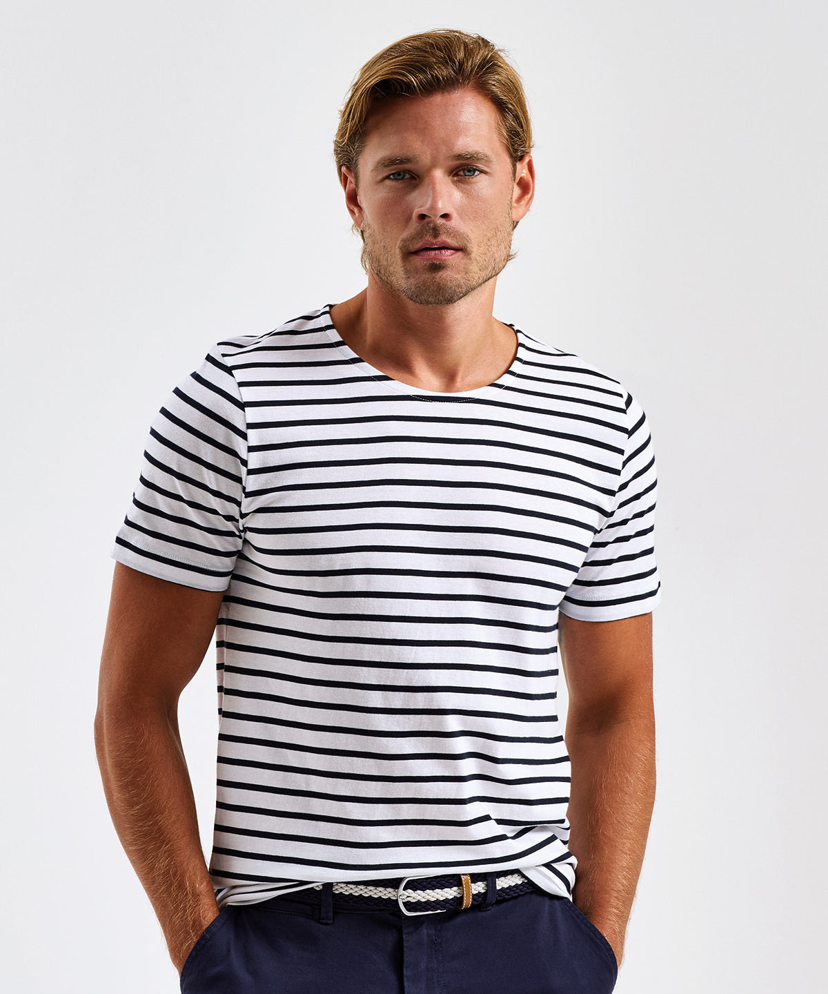 Camiseta de manga corta para hombre Marinire coastal | Blanco/Marino
