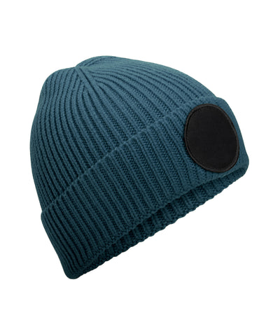 Gorro circular con parche de moda sostenible | Azul Aire/Negro