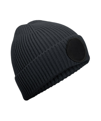Gorro circular con parche de moda sostenible | Gris Grafito/Negro
