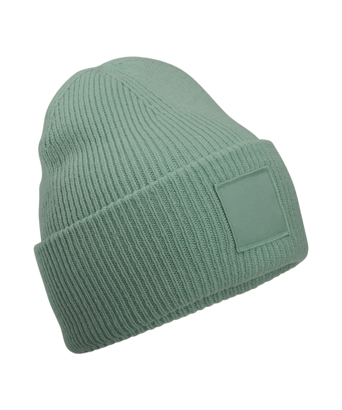 Gorro de punto con parche tonal de borde profundo | Verde Empolvado