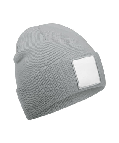 Beanie mit Patch-Applikation | Grau/Weiß