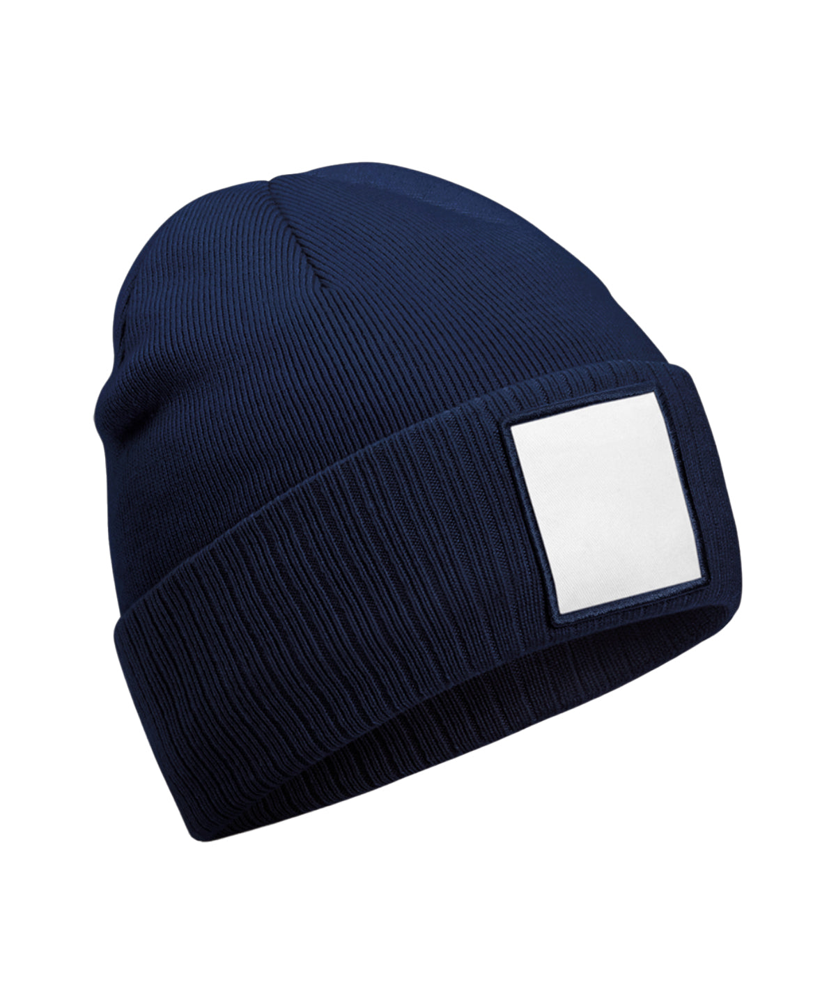 Beanie mit Patch-Applikation | Helles Marineblau/Weiß