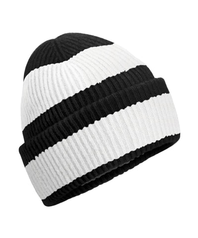 Color Block Beanie | Schwarz/Weiches Weiß