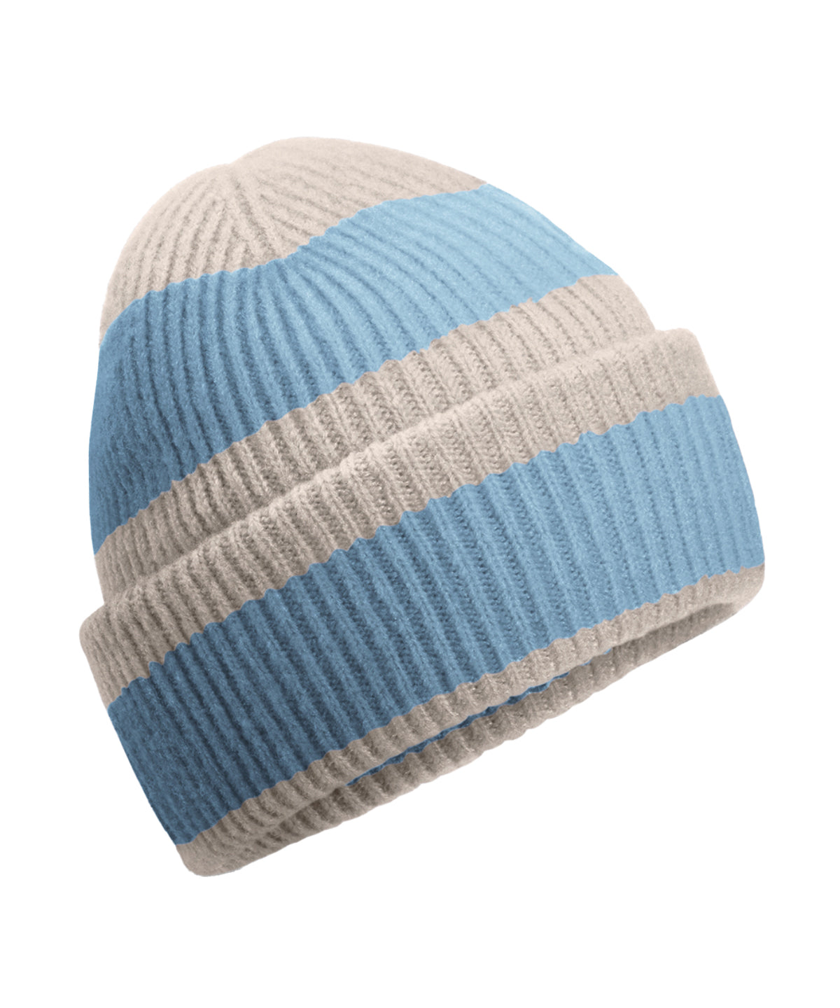 Colorblock Beanie | Naturstein/Staubblau