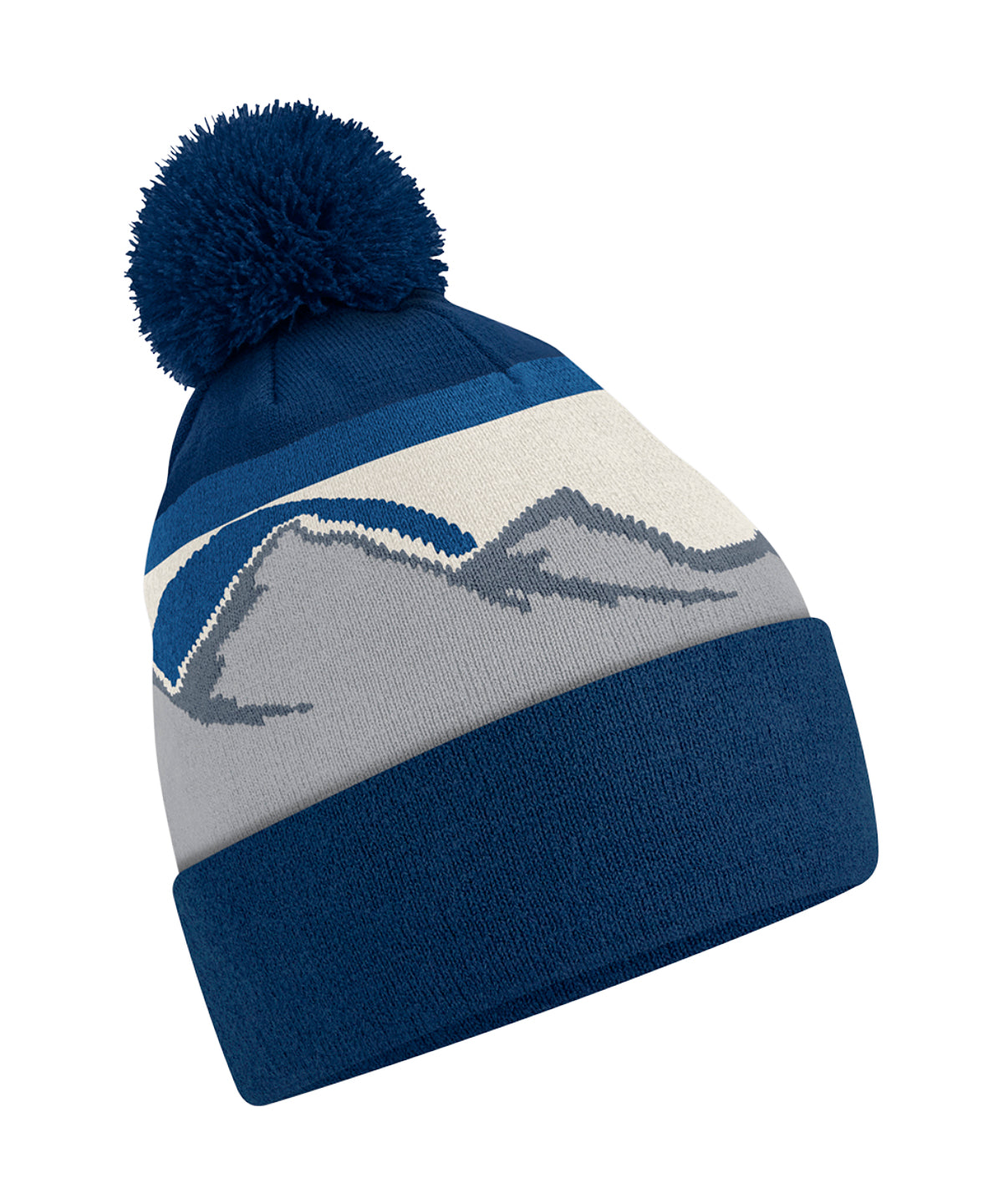 Gorro de lana con pompn de picos de montaa | Picos Rocosos