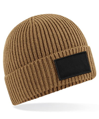 Gorro de moda con parches | Biscuit/Negro