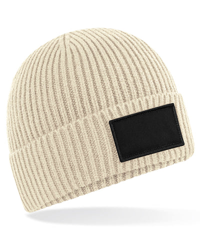 Gorro de moda con parches | Avena/Negro