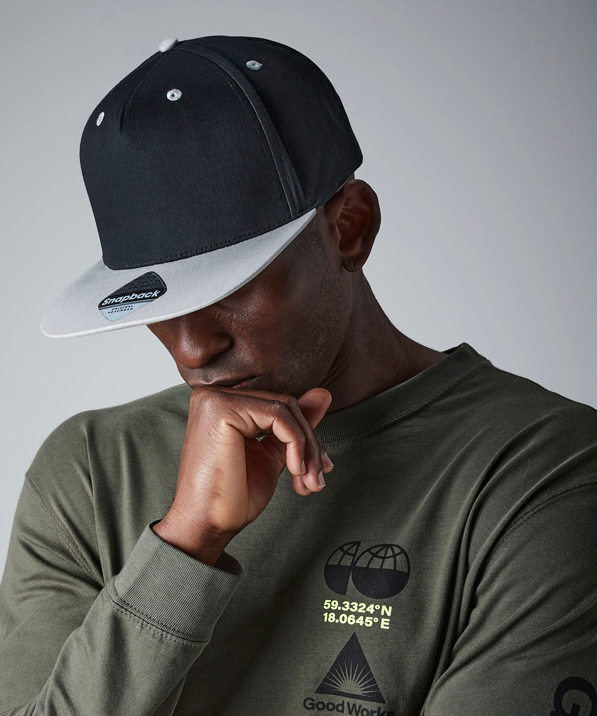 Kontrastierende 5-Panel Snapback-Kappe | Schwarz/Gelb