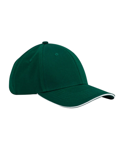 Gorra classique de tout produit biologique EarthAware® de 6 panneaux avec visera type sandwich | Vert Botella/Blanco