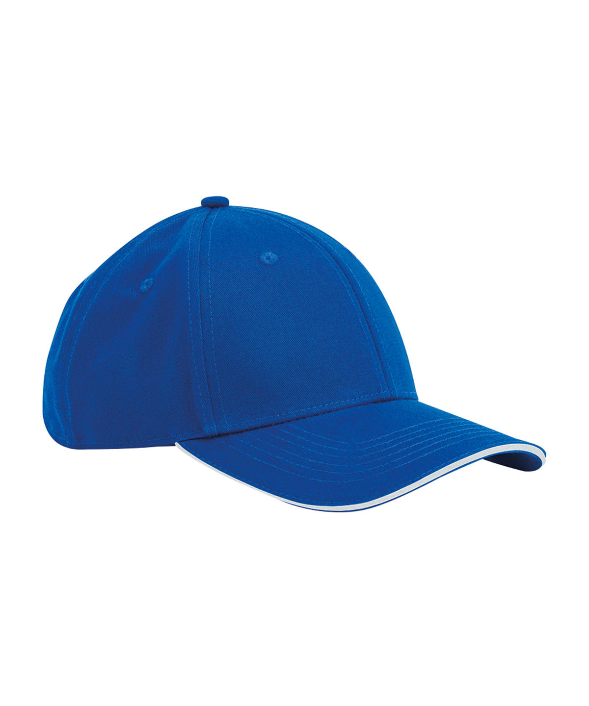 EarthAware® Bio-Baumwolle Klassische 6-Panel Sandwich Brim Cap | Helles Königsblau/Weiß