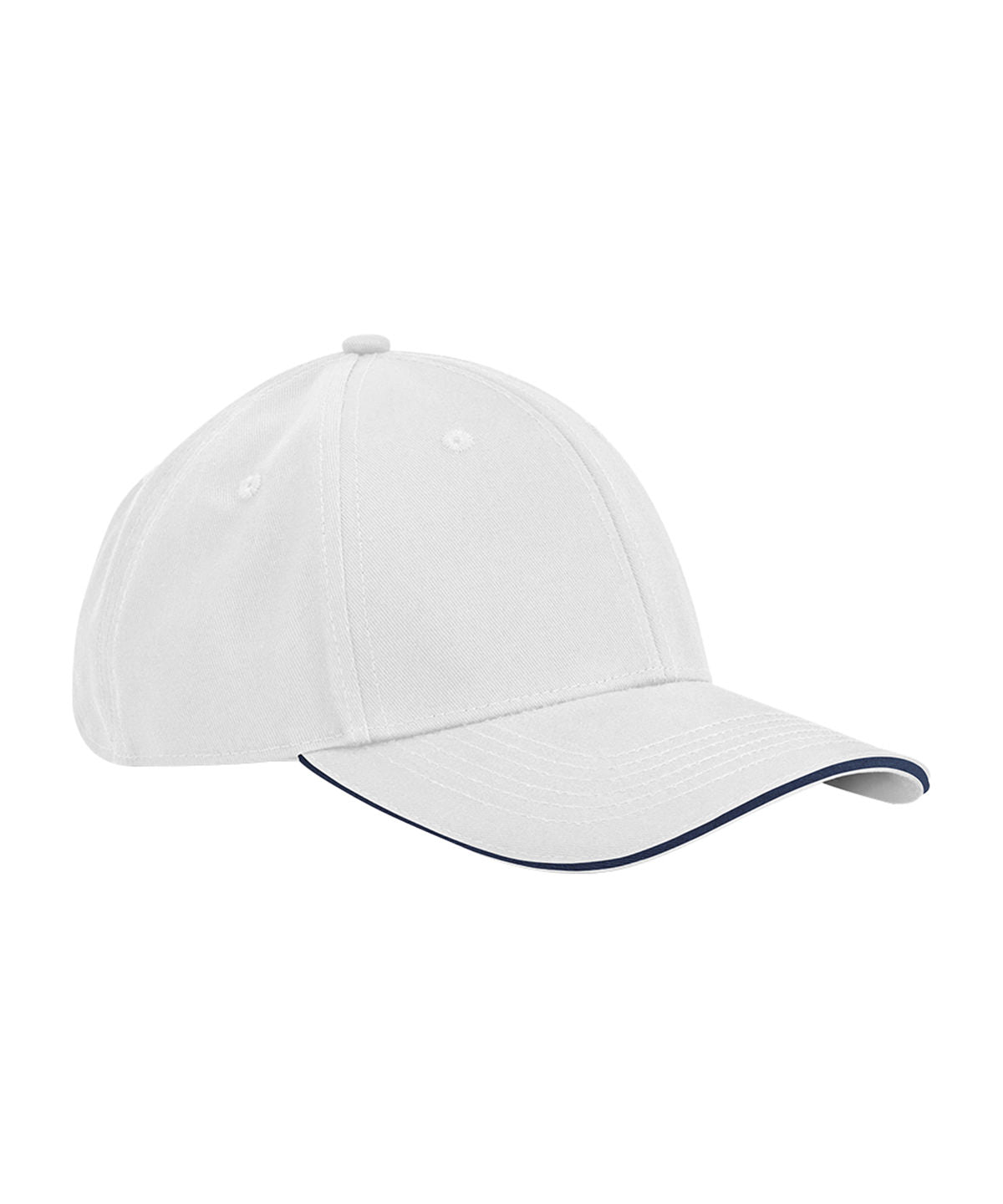 EarthAware® Bio-Baumwolle Klassische 6-Panel Sandwich Brim Cap | Weiß/Französisches Marineblau