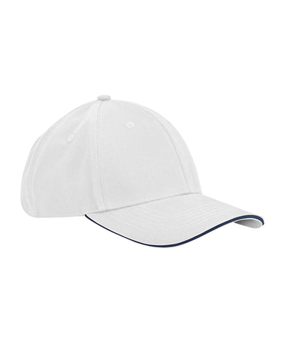 Gorra classique de tout produit biologique EarthAware® de 6 panneaux avec visera type sandwich | Francs marins Blanco/Azul
