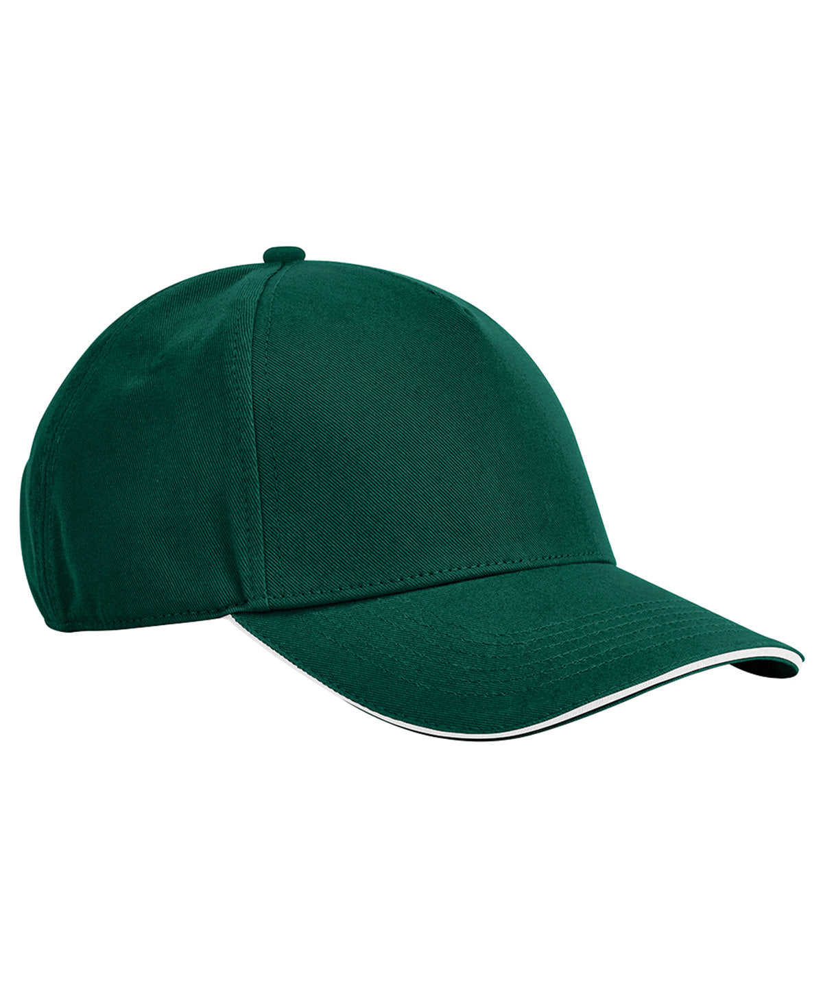Gorra de 5 paneles de algodn orgnico clsica EarthAware® con visera tipo sandwich | Verde Botella/Blanco