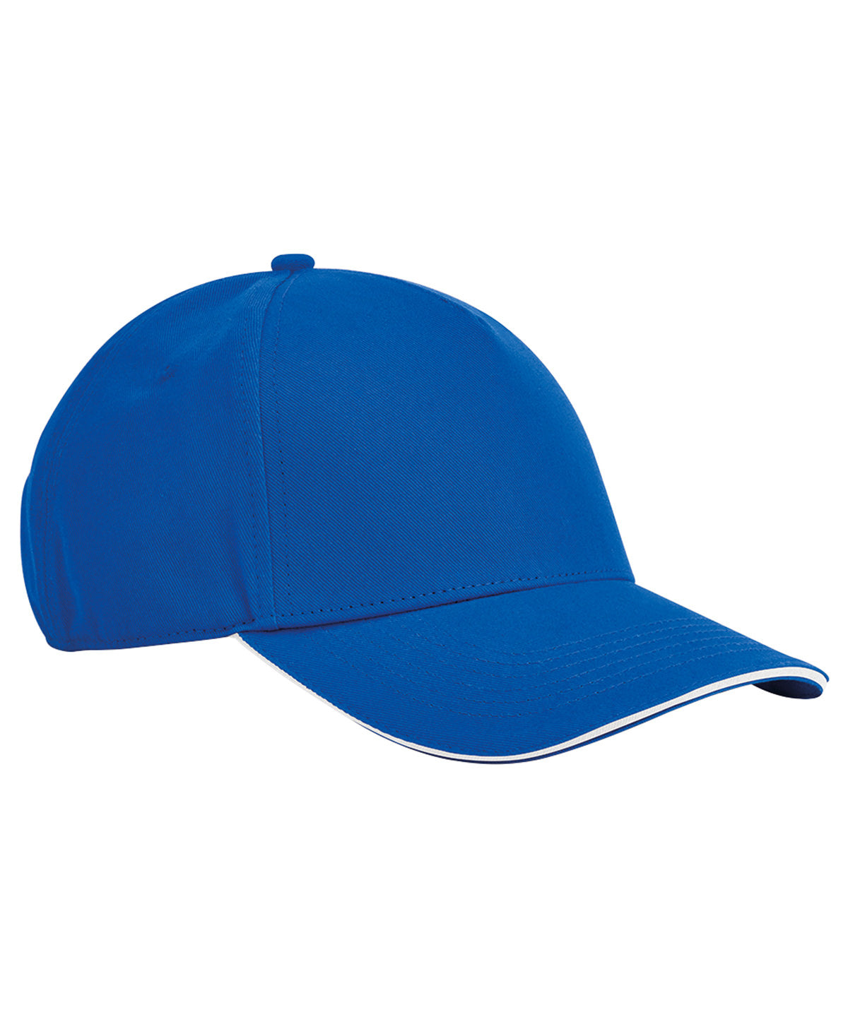Gorra de 5 paneles de algodn orgnico clsica EarthAware® con visera tipo sandwich | Azul Real Brillante/Blanco