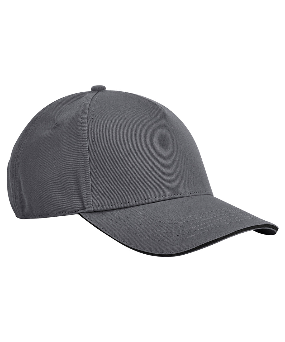Gorra de 5 paneles de algodn orgnico clsica EarthAware® con visera tipo sandwich | Gris Grafito/Negro