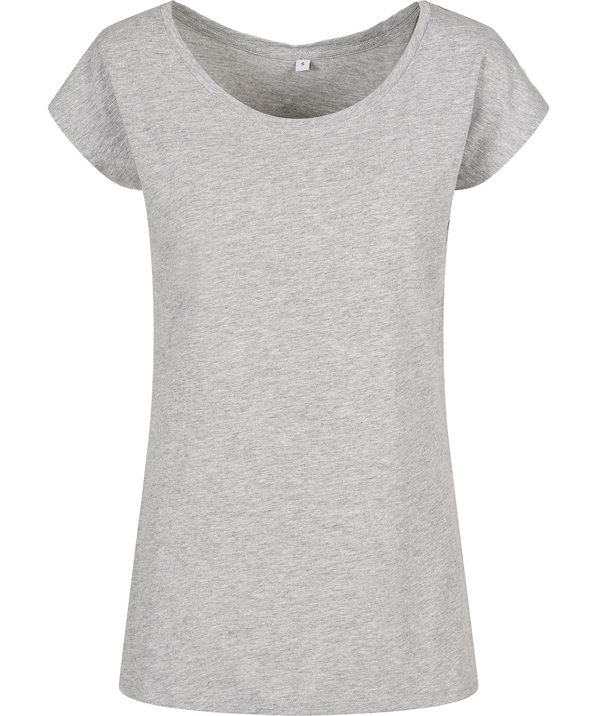 Damen T-Shirt mit U-Ausschnitt | Grau meliert