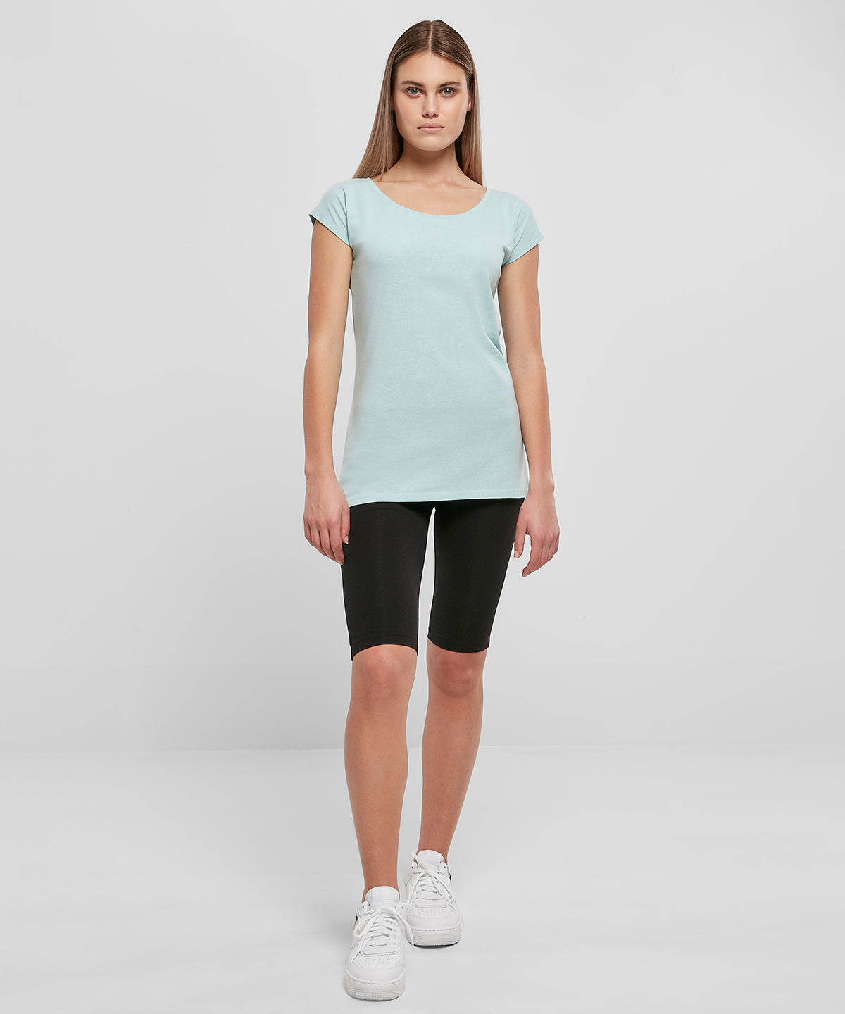 Damen T-Shirt mit U-Ausschnitt | Grau meliert