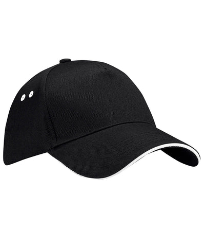 Gorra Ultimate de 5 paneles - visera sandwich | Negro/Blanco