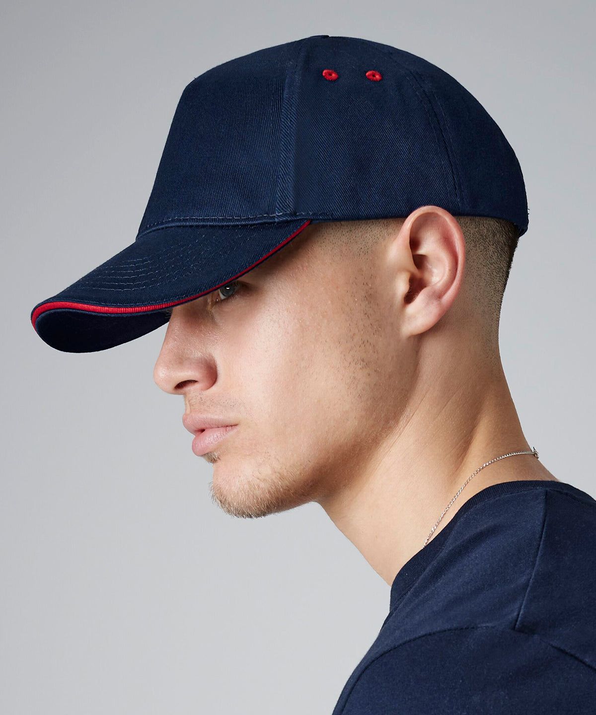 Ultimate 5-Panel Cap - Sandwich Visor | Weiß/Marineblau Francs