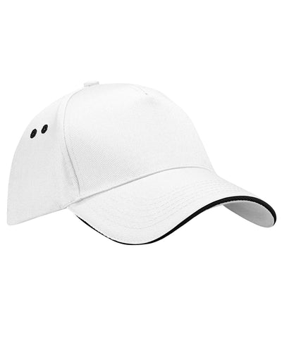 Gorra Ultimate de 5 paneles - visera sandwich | Blanco/Negro
