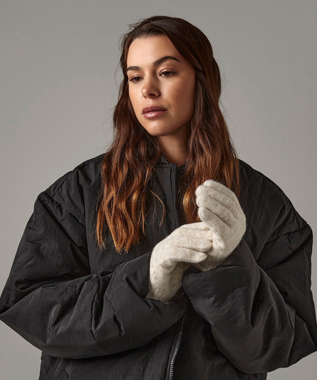 Guantes acogedores con puos de canal | Gris Marengo