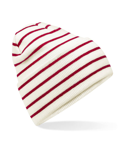 Gorro a rayas con puo profundo original | Blanco Suave/Rojo Clsico