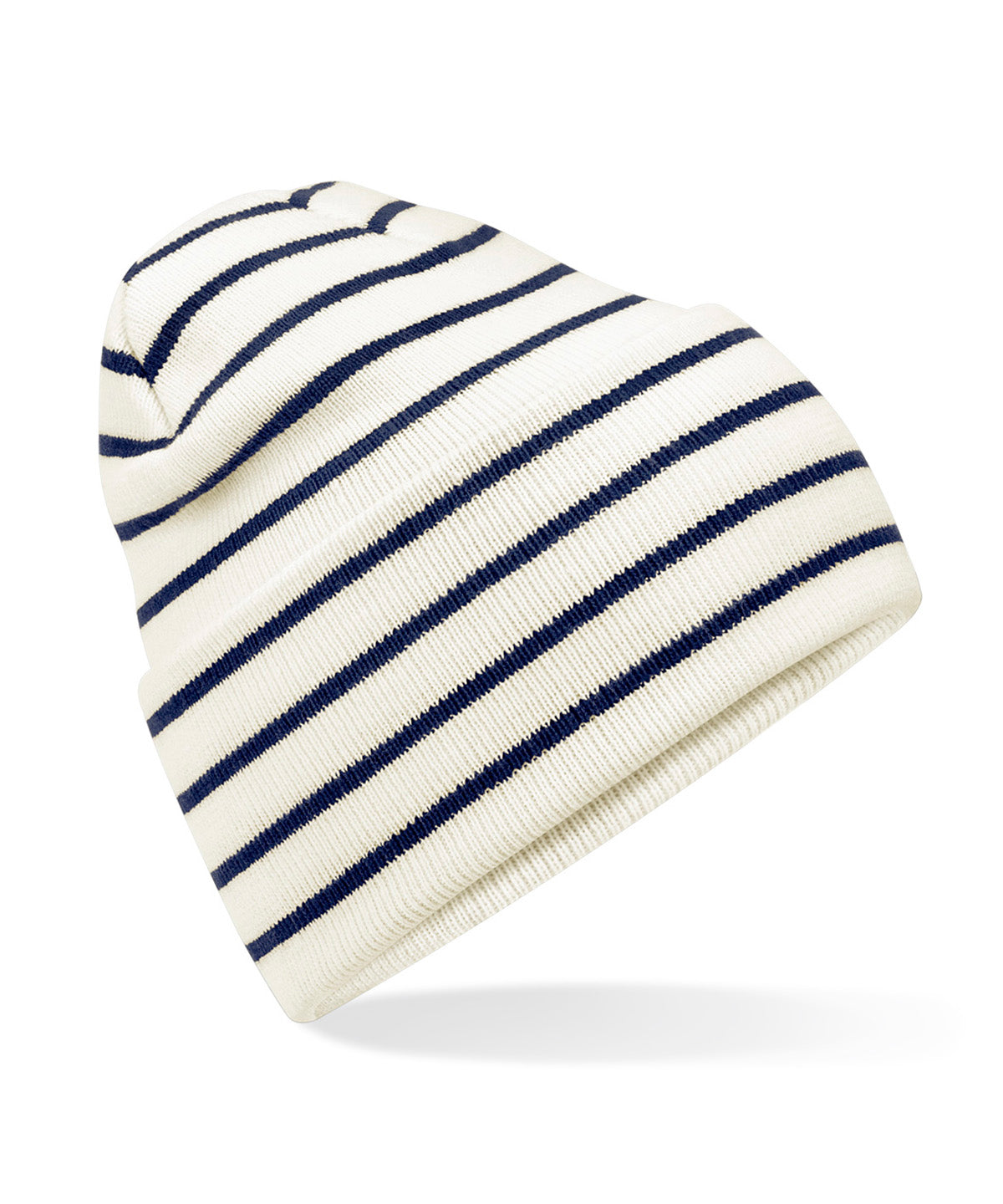 Original Deep Cuff Striped Beanie | Weiches Weiß/Französisches Marineblau