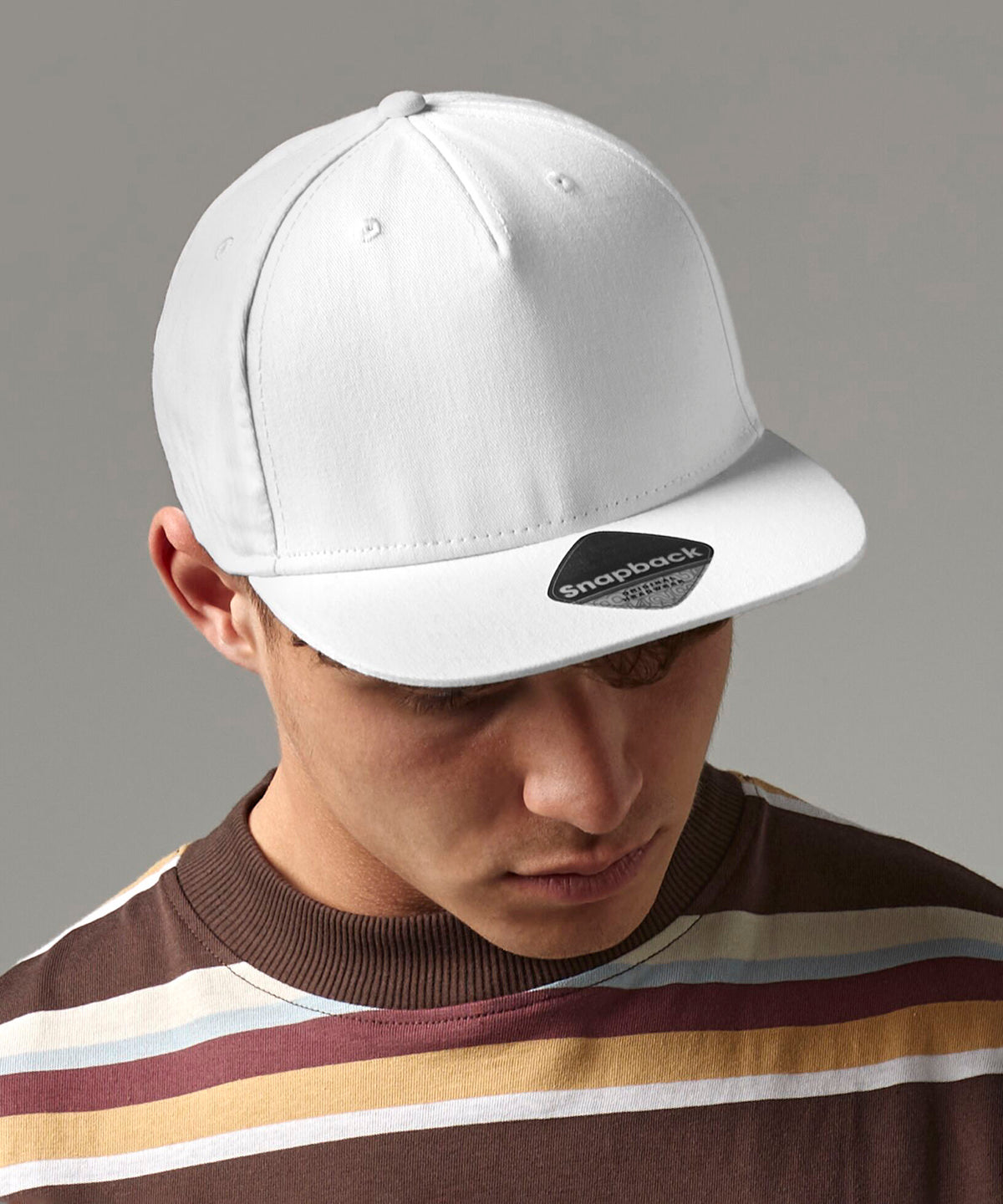 Gorra de rapero de 5 paneles con cierre a presin | Blanco