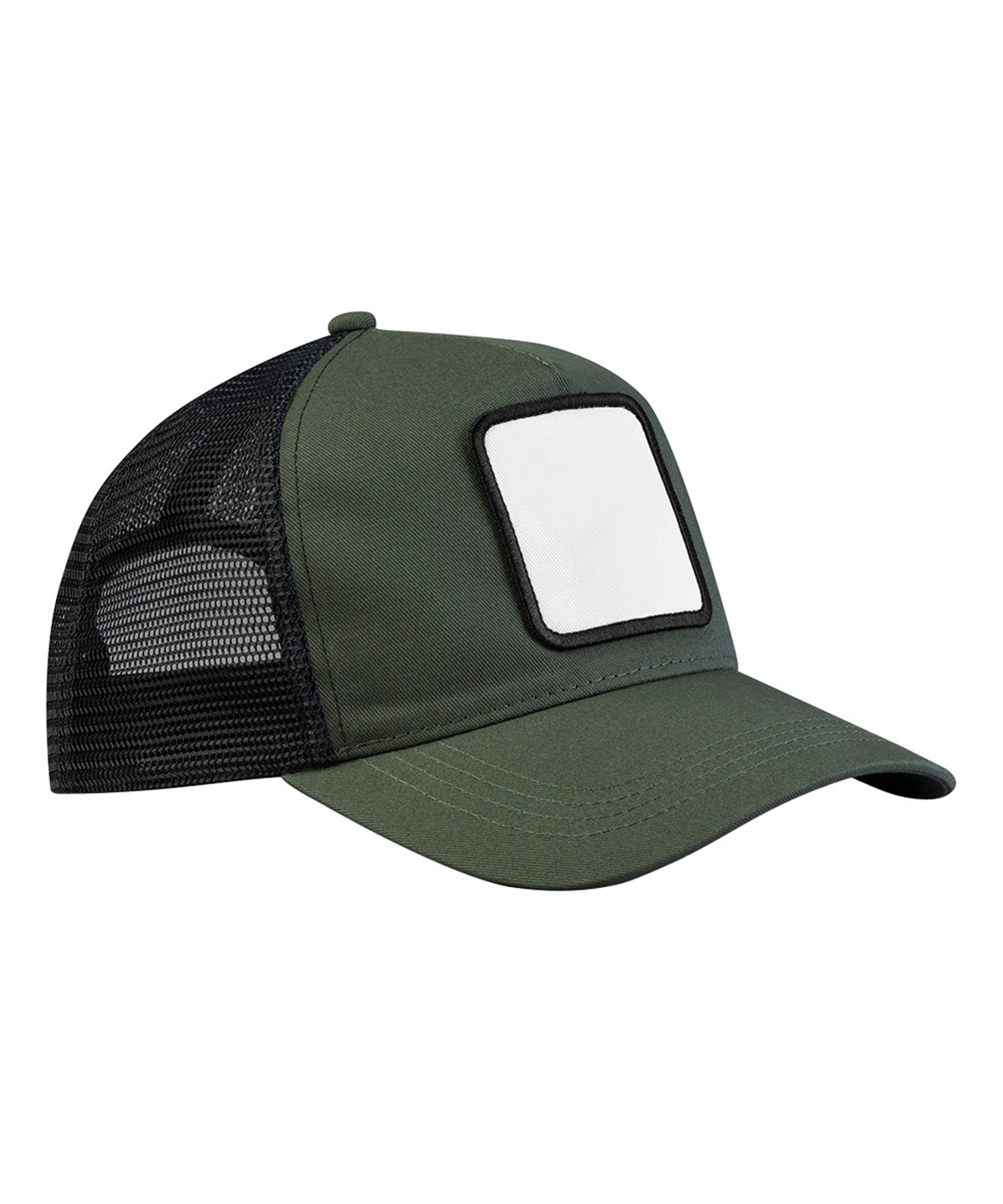 Appliqu patch gorra trucker de 5 paneles | Verde Oliva/Negro
