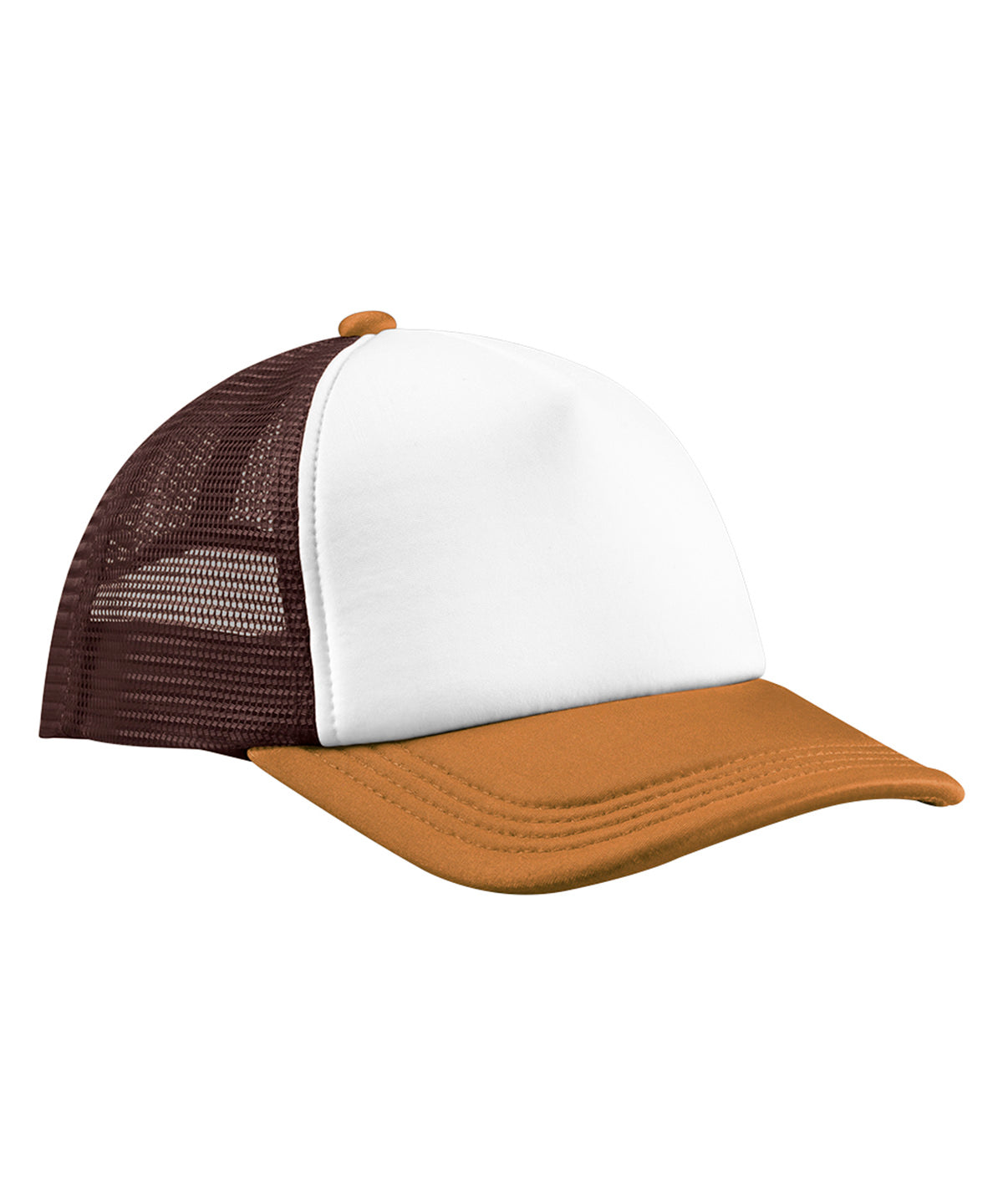 Gorra trucker retro de 5 paneles | Chocolate/mbar Oscuro