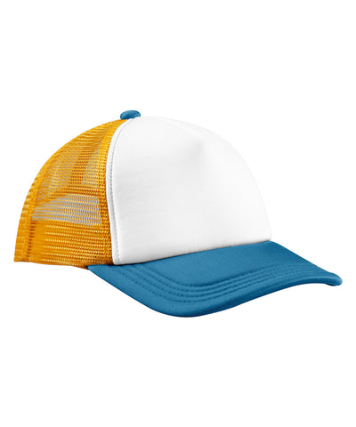 Gorra trucker rétro de 5 panneaux | Girasol/Azul Aejo