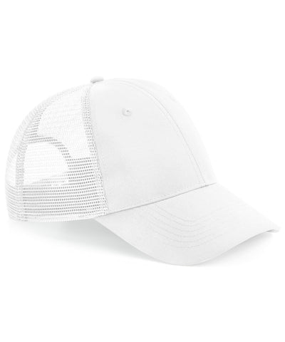 Gorra trucker de 6 paneles con cierre a presin de ropa urbana reciclada | Blanco