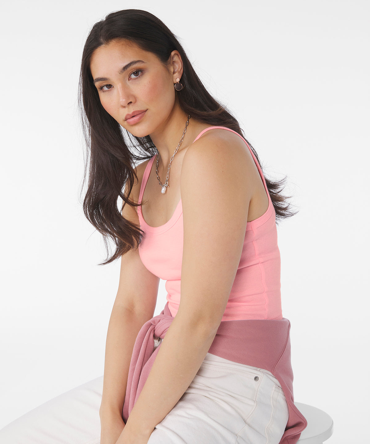 Top de tirantes finos de micro costilla pour femme | Gris Deportivo