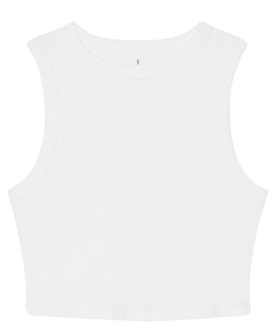 Top corto de canal para mujer | Blanco Slido Blend