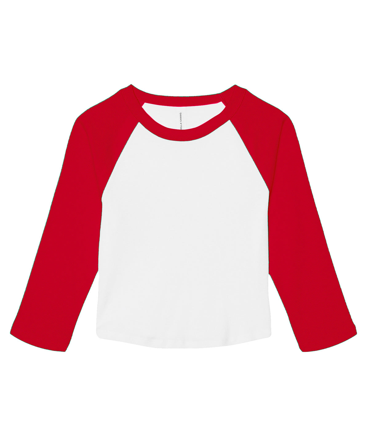 Camiseta de beb ragln de manga 3/4 de micro costilla para mujer | Blanco/Rojo