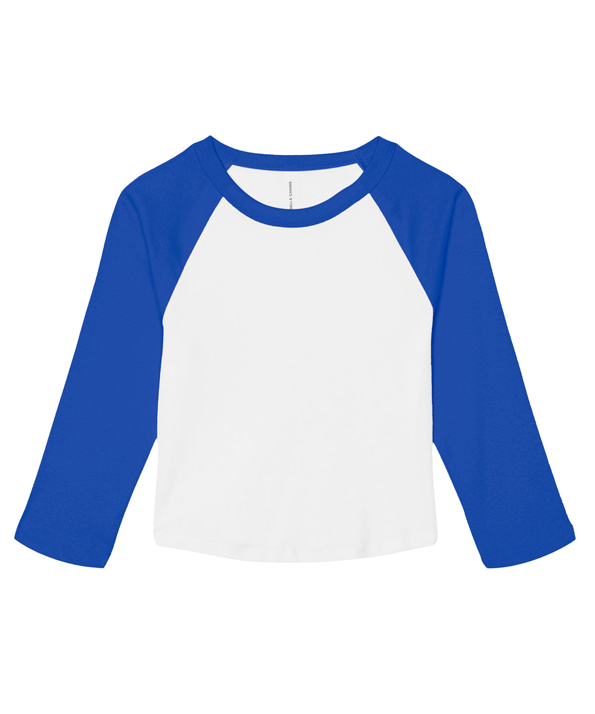 Camiseta de beb ragln de manga 3/4 de micro costilla para mujer | Blanco/Azul Real