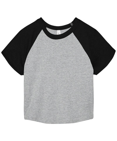 Camiseta de beb ragln de micro costilla para mujer | Gris Atltico/Negro